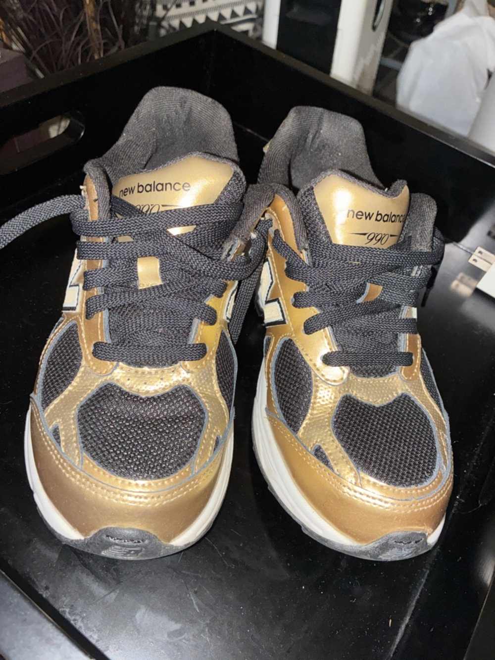 New Balance Gold and Black Athletic Sneakers Size 5.5 Kids